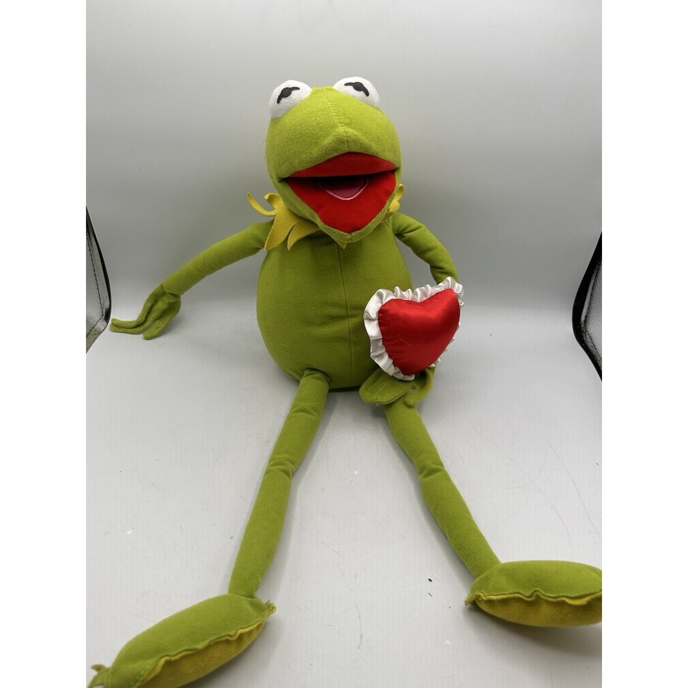 Disney Rare Valentine's Kermit The Frog w/Red Heart‎ Plush Just Play Plush 21"